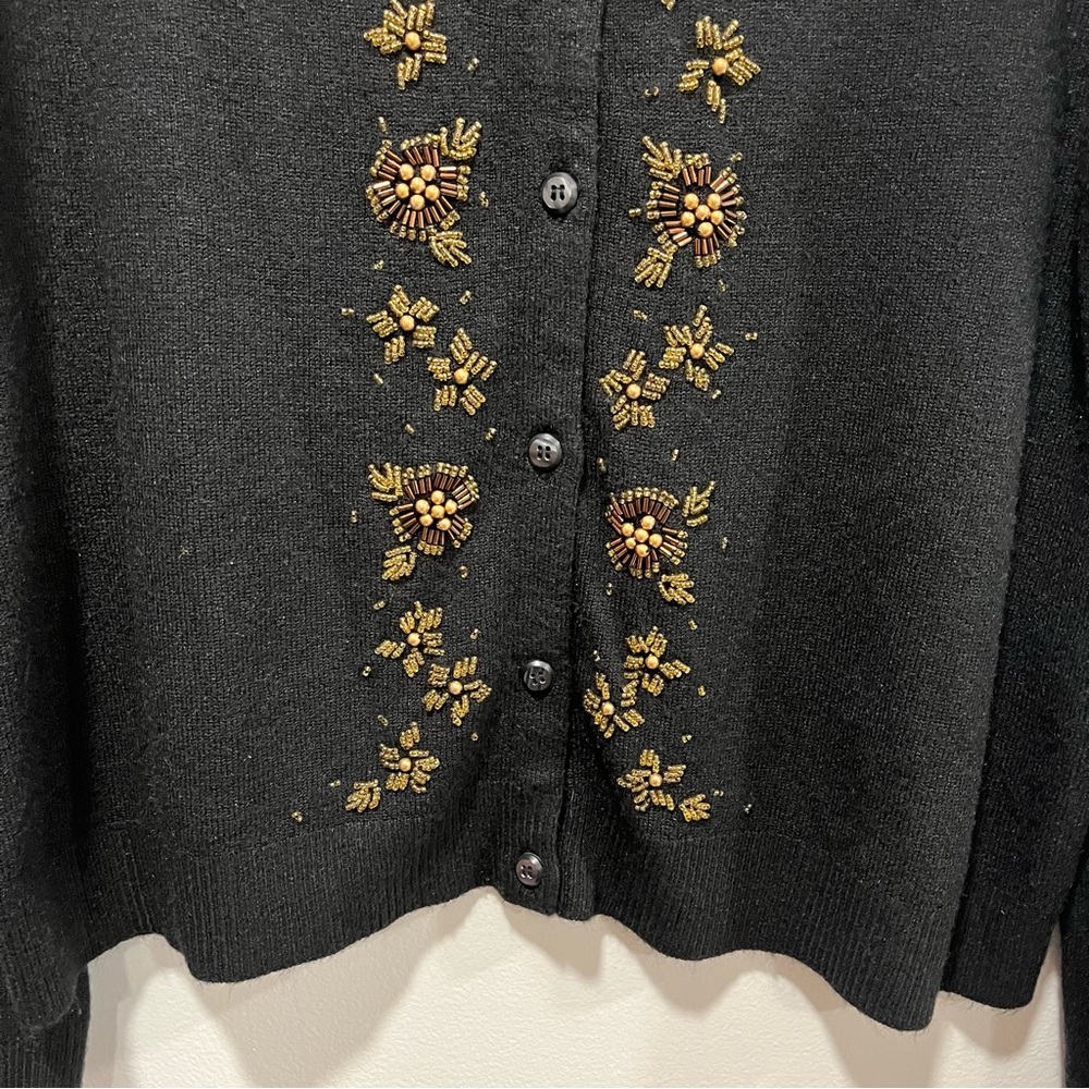 Villager by Liz Claiborne Black Beaded Cardigan, Womens Size XL - Picture 5 of 9